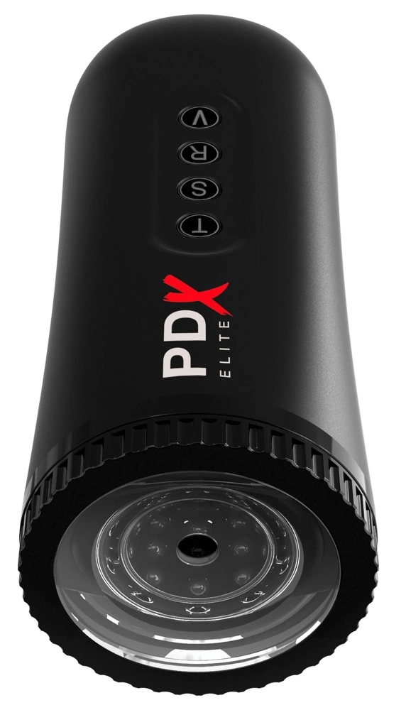 PDX Elite automatinis masturbatorius su vibracija ir siurbimu, juodas
