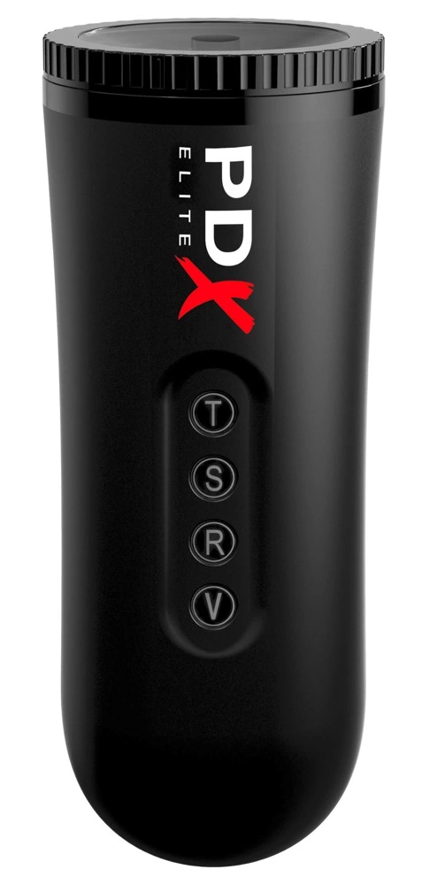 PDX Elite automatinis masturbatorius su vibracija ir siurbimu, juodas
