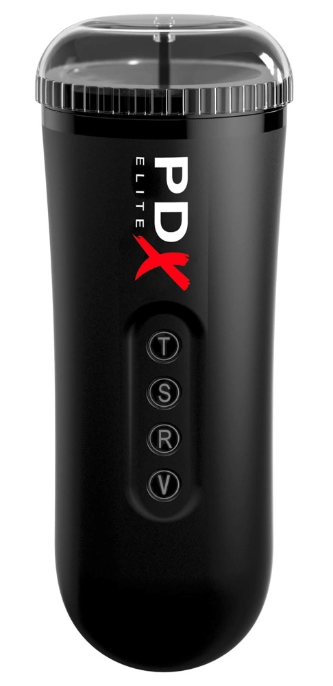 PDX Elite automatinis masturbatorius su vibracija ir siurbimu, juodas