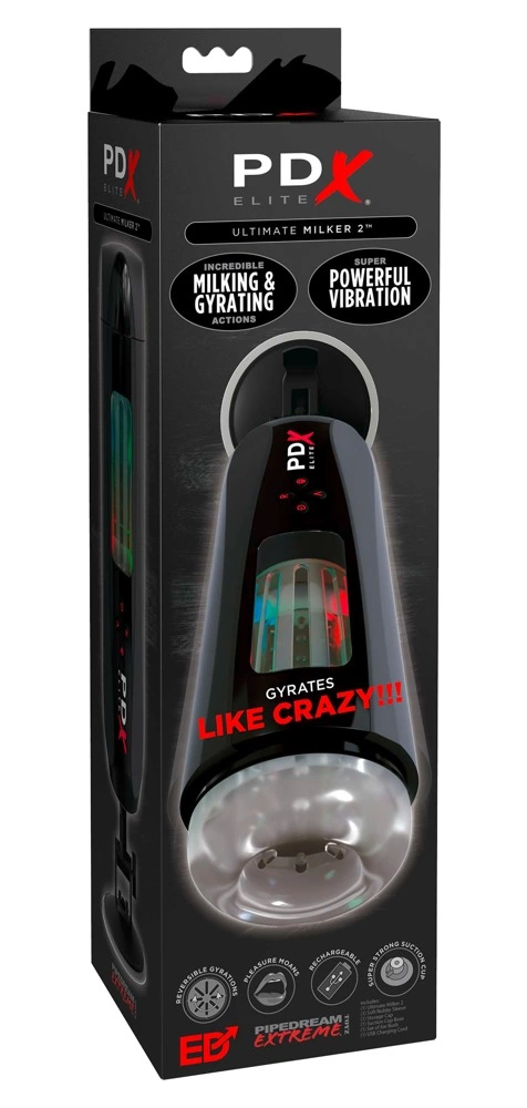PDX Elite Ultimate Milker 2 masturbatorius su vibracija ir spiraliniu judesiu