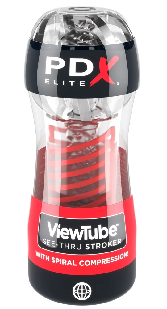 PDX Elite ViewTube 2 skaidrus masturbatorius su spiraline tekstūra, 18 cm