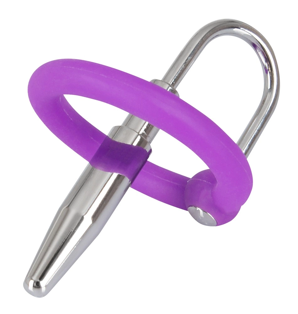 Penisplug silikoninis žiedas su metaliniu plėtikliu, violetinis