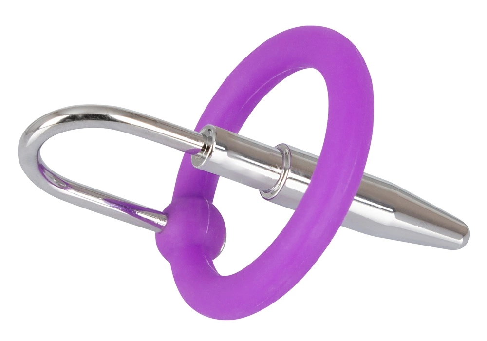 Penisplug silikoninis žiedas su metaliniu plėtikliu, violetinis