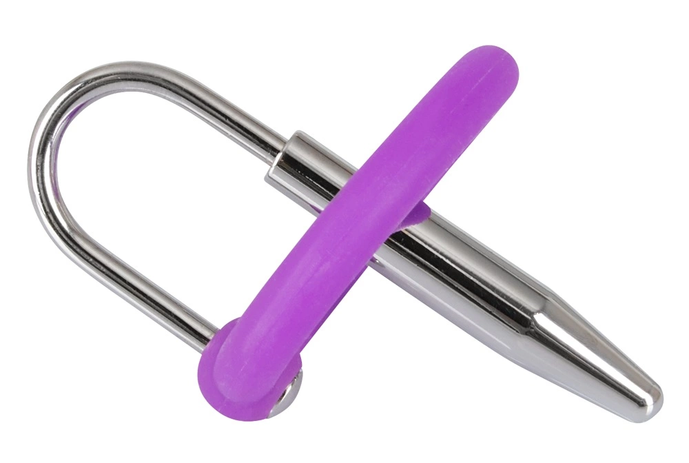 Penisplug silikoninis žiedas su metaliniu plėtikliu, violetinis