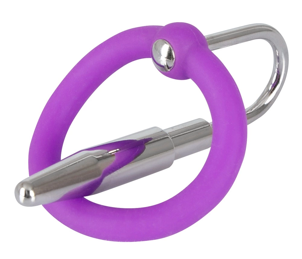 Penisplug silikoninis žiedas su metaliniu plėtikliu, violetinis