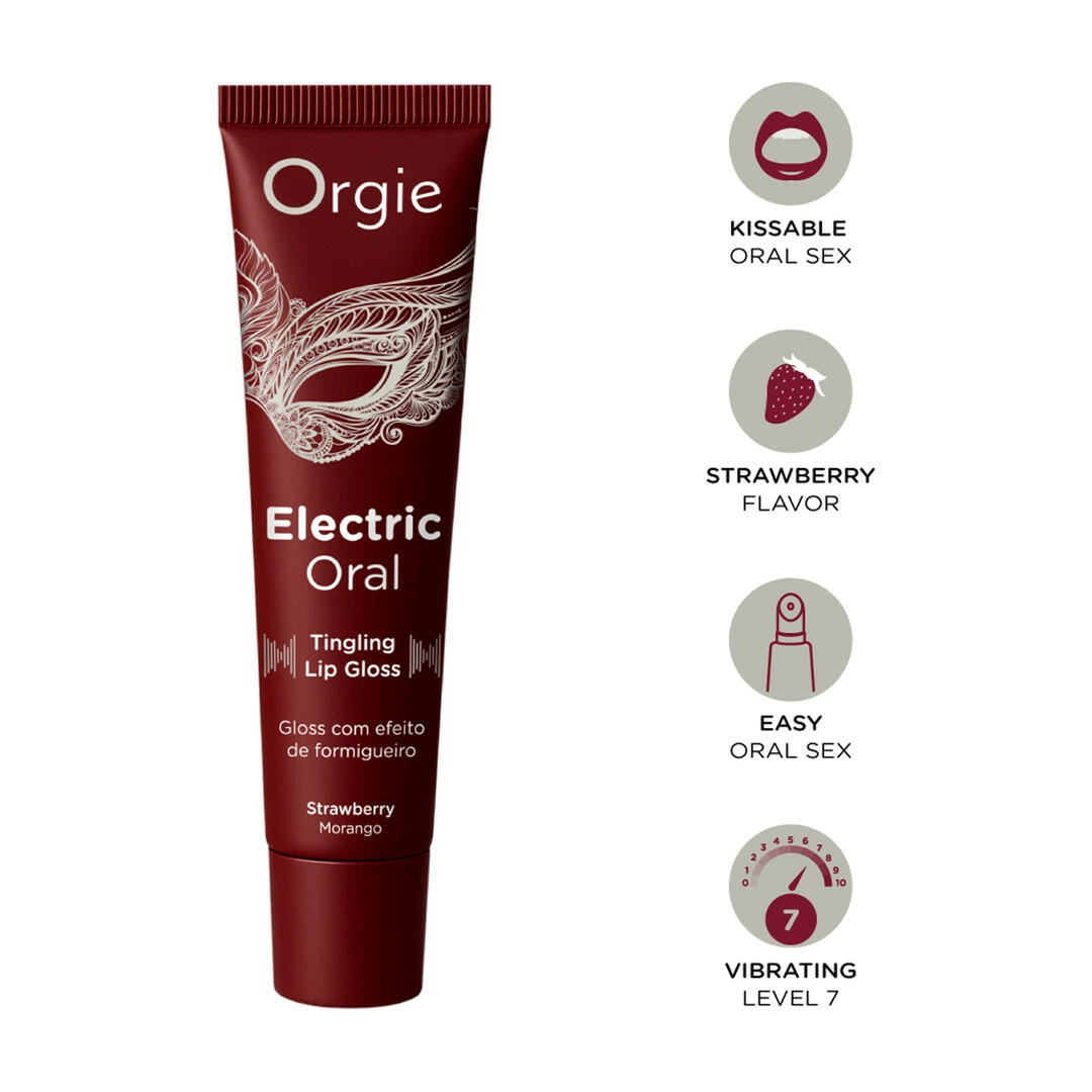 Orgie Electric Oral dilgčiojantis lūpų blizgis, braškių aromato, 10 ml