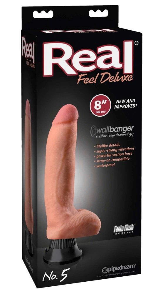 Real Feel Deluxe realistiškas vibratorius su siurbtuku, 20 cm