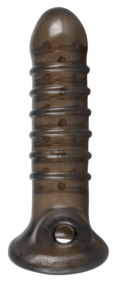 Rebel penio antgalis su kilpa sėklidėms iš TPR, dūminės spalvos, 18 cm