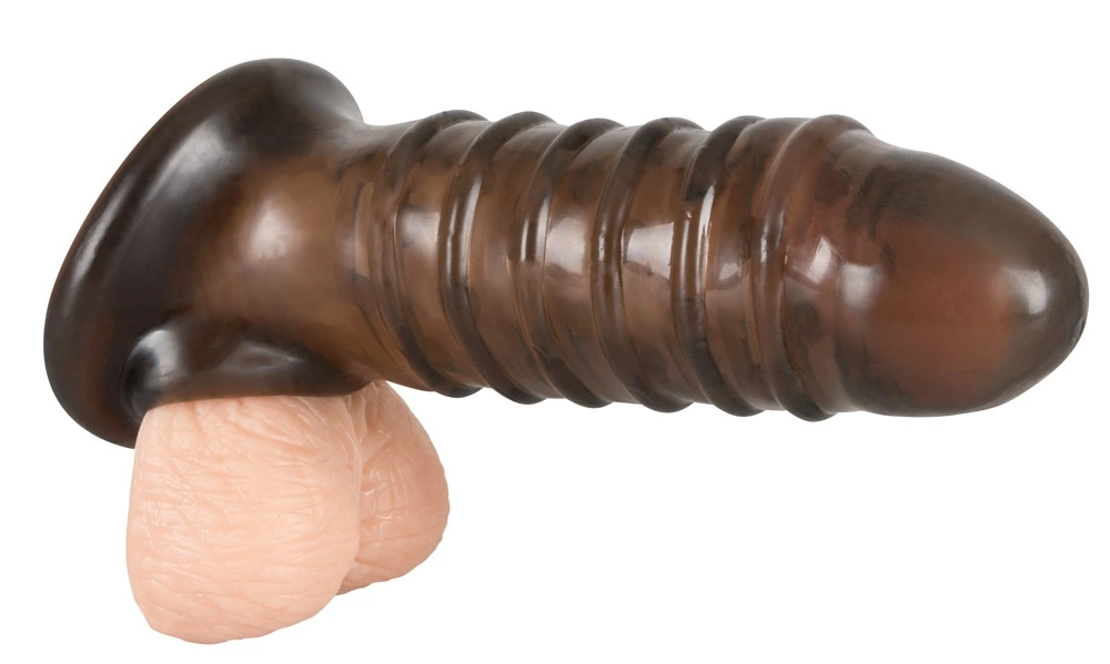 Rebel penio antgalis su kilpa sėklidėms iš TPR, dūminės spalvos, 18 cm