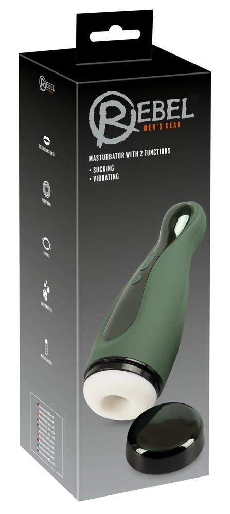 Rebel masturbatorius su siurbimu ir vibracija, juodas, 25,8 cm