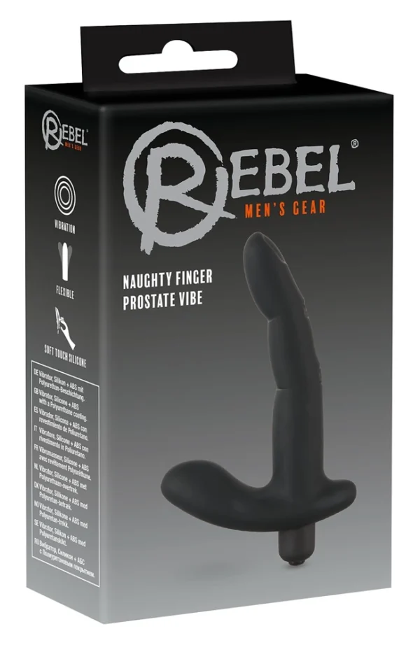 Rebel Naughty Finger lankstus vibratorius prostatai ir G taškui, juodas