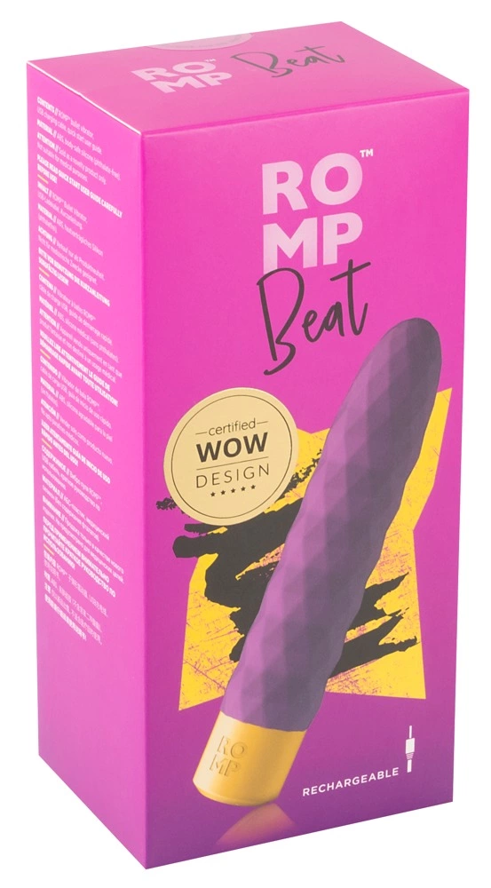 Romp Beat vibratorius iš silikono su iškilimais, atsparus vandeniui