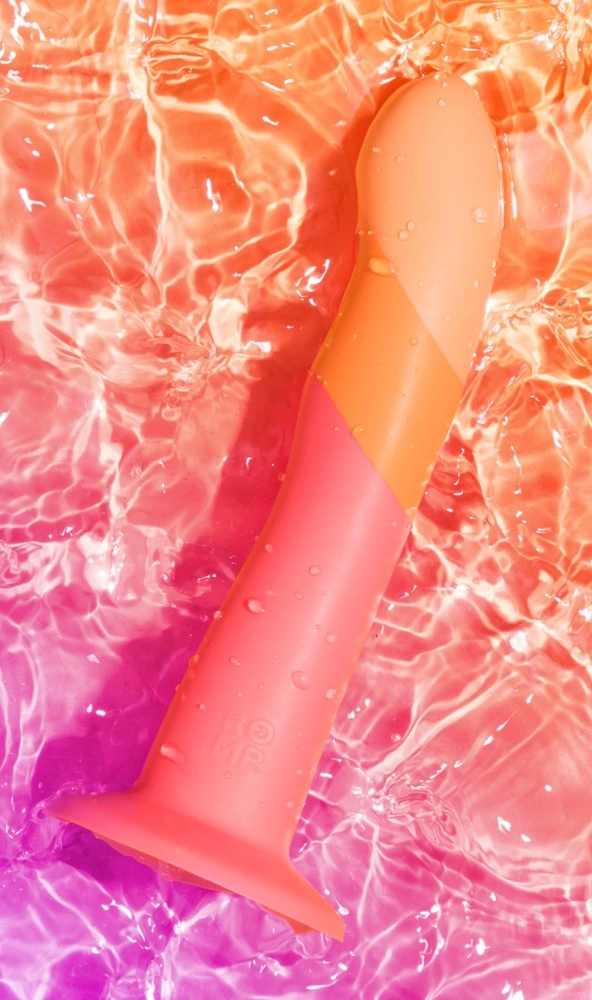 Romp Dizi banguotas silikoninis dildo su siurbtuku, violetinis, 18 cm