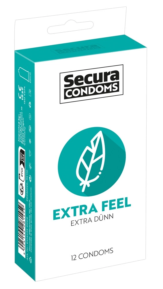 Secura Extra Feel itin ploni prezervatyvai, 52 mm, 12 vnt.