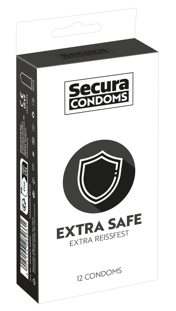 Secura Extra Safe prezervatyvai storesnėmis sienelėmis, 52 mm, 12 vnt.