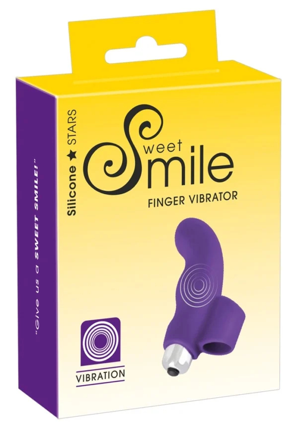 Sweet Smile silikoninis vibratorius ant piršto su lenktu galiuku, violetinis