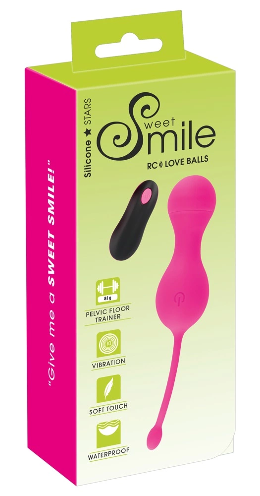 Sweet Smile RC vibruojantys Kėgelio kamuoliukai su pulteliu, rožiniai