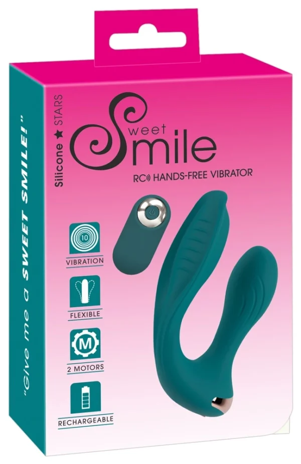 Sweet Smile dvigubos stimuliacijos vibratorius su nuotolinio valdymo pulteliu