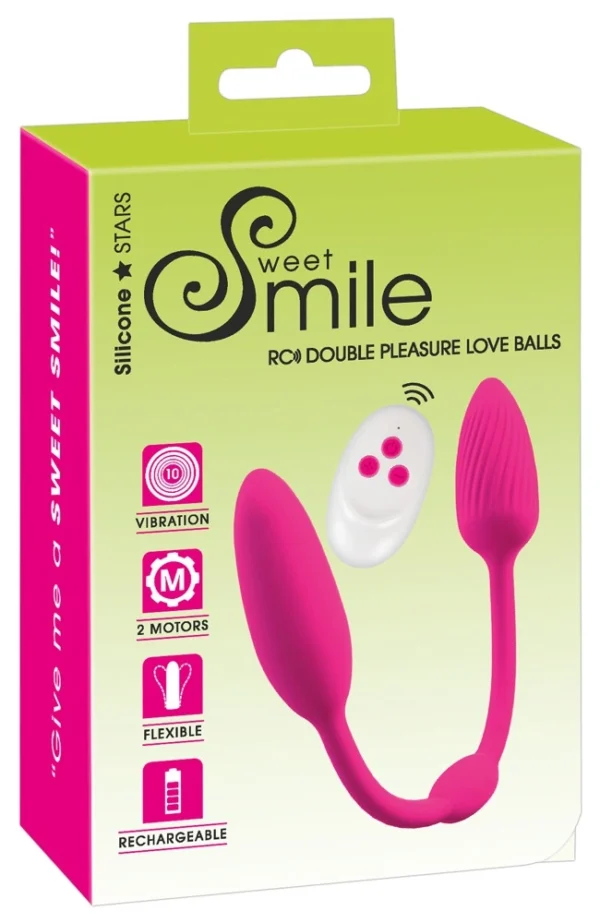 Sweet Smile RC Double Pleasure vibruojantys kamuoliukai su pulteliu, rožiniai