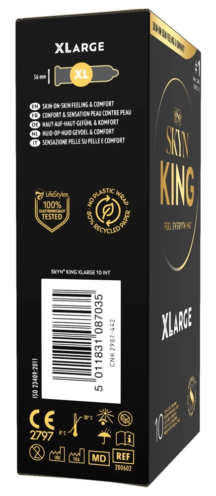 Skyn King Size didesnio dydžio prezervatyvai be latekso, 10 vnt.