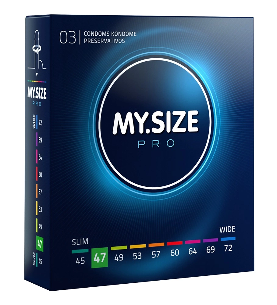 My Size PRO itin ploni prezervatyvai iš Vytex latekso, 47 mm, 3 vnt.