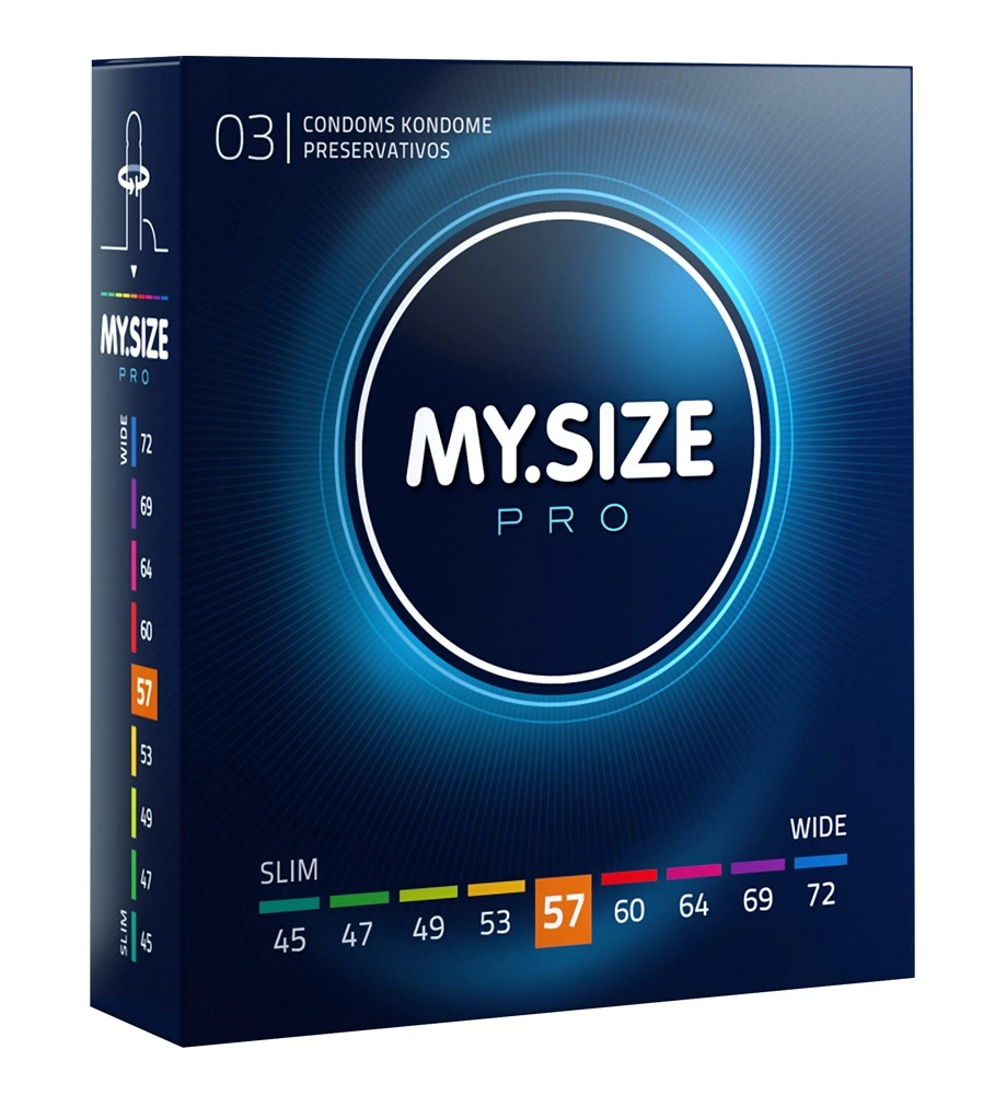My Size PRO itin ploni prezervatyvai iš Vytex latekso, 57 mm, 3 vnt.