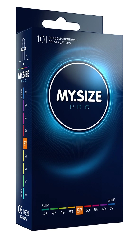 My Size PRO 57 mm itin ploni prezervatyvai iš Vytex latekso, 10 vnt.