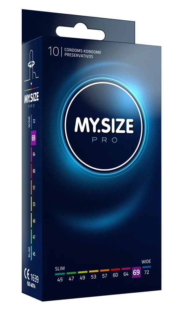 My Size PRO 69 mm itin ploni prezervatyvai iš Vytex latekso, 10 vnt.