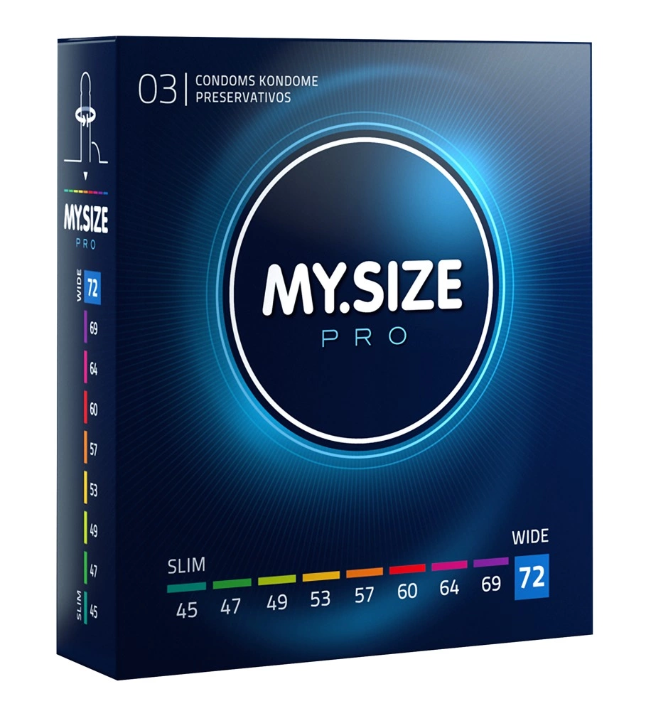 My Size PRO itin ploni prezervatyvai iš Vytex latekso, 72 mm, 3 vnt.