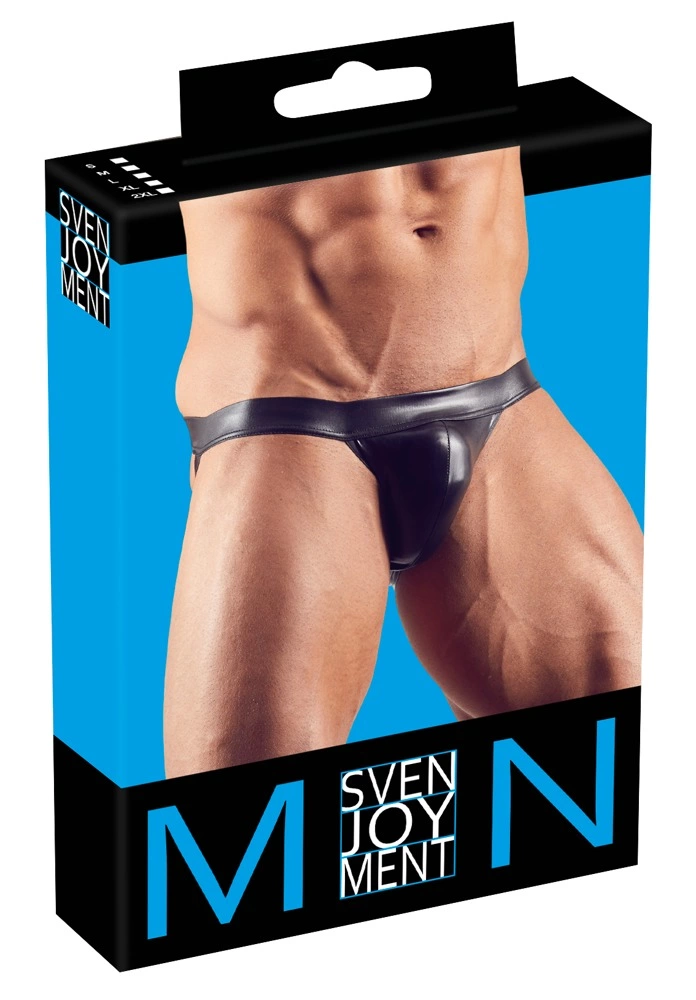 Svenjoyment blizgios vyriškos jockstrap tipo kelnaitės, juodos, M