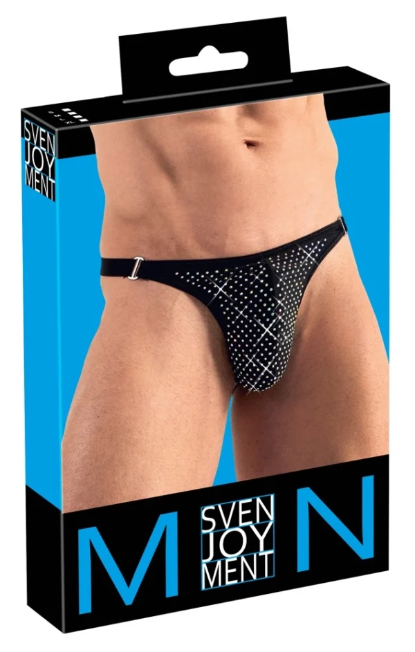 Svenjoyment vyriški stringai su kristalėliais, juodi, S