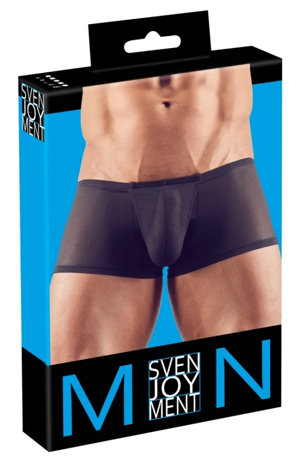 Svenjoyment pusiau permatomi vyriški bokseriai su anatomine priekio forma, juodi, S
