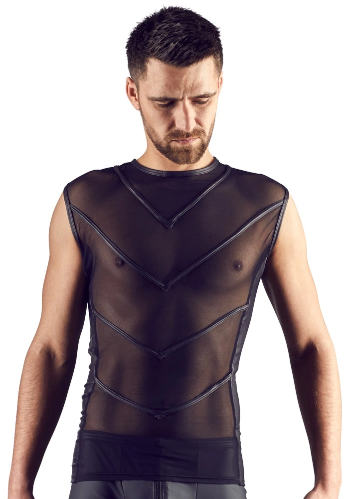 Svenjoyment vyriški berankoviai marškinėliai su tinkleliu, matiniai juodi, 2XL