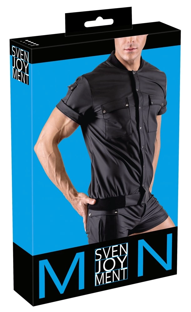 Svenjoyment vyriški marškiniai su matine danga ir kišenėmis, juodi, 2XL