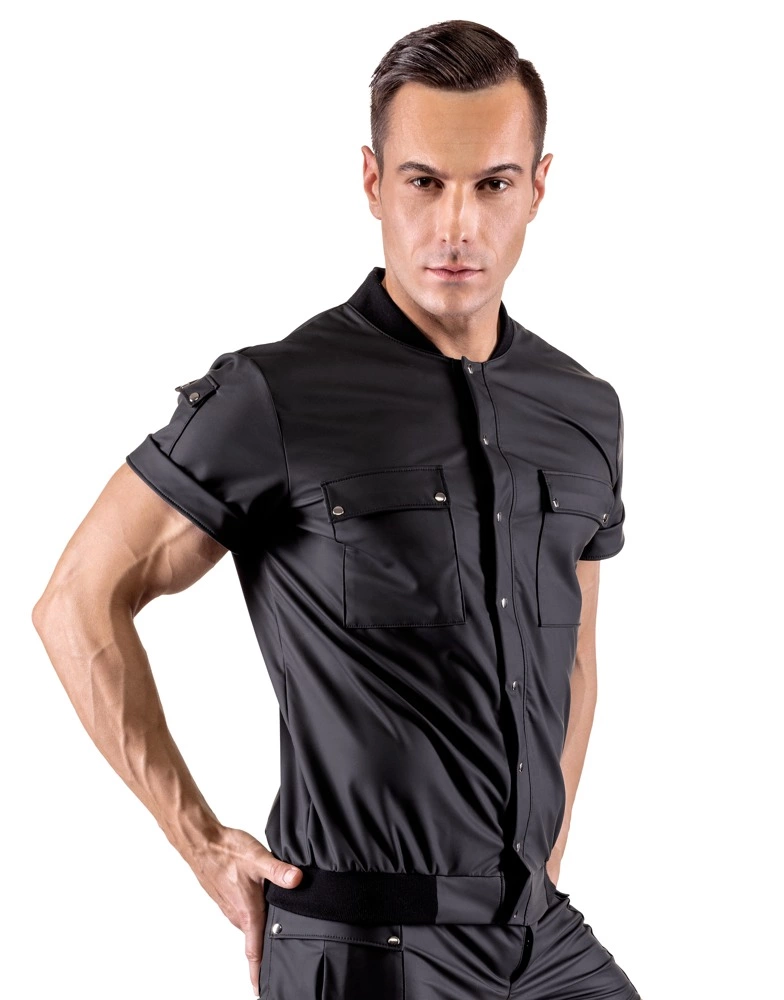 Svenjoyment vyriški marškiniai su matine danga ir kišenėmis, juodi, 2XL
