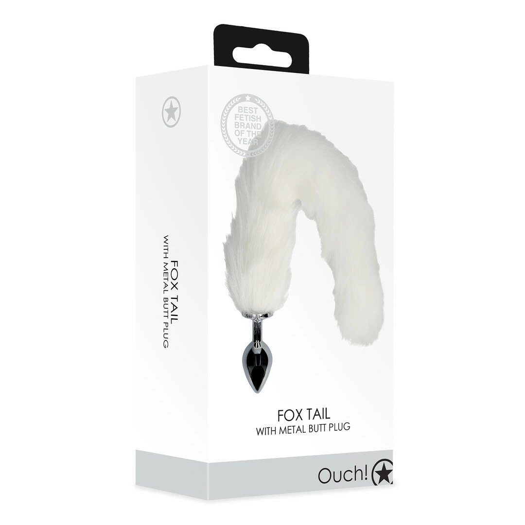 Ouch! by Shots Fox Tail metalinis analinis kaištis su dirbtine uodega, sidabrinis