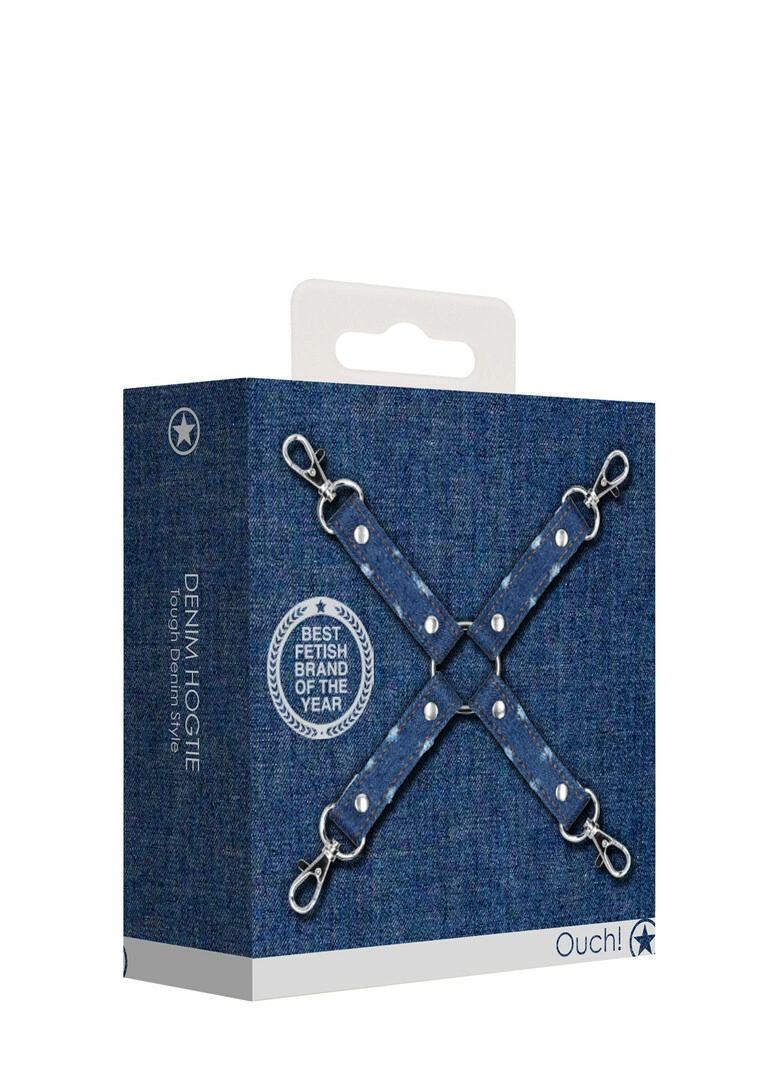 Ouch! by Shots Denim Hogtie 4-Way surišimo jungtis, 25 cm, mėlyna