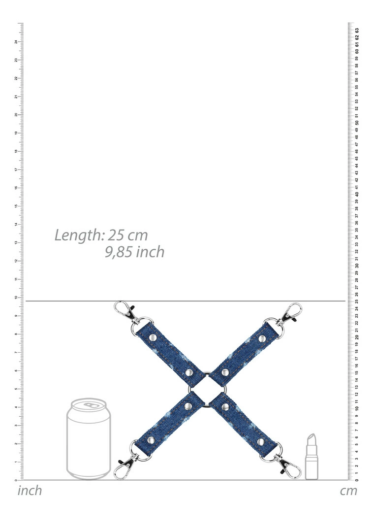 Ouch! by Shots Denim Hogtie 4-Way surišimo jungtis, 25 cm, mėlyna