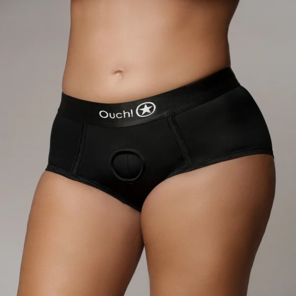 Ouch! by Shots vibruojančios strap-on kelnaitės su O-ring, vidutinio juosmens, XL/XXL