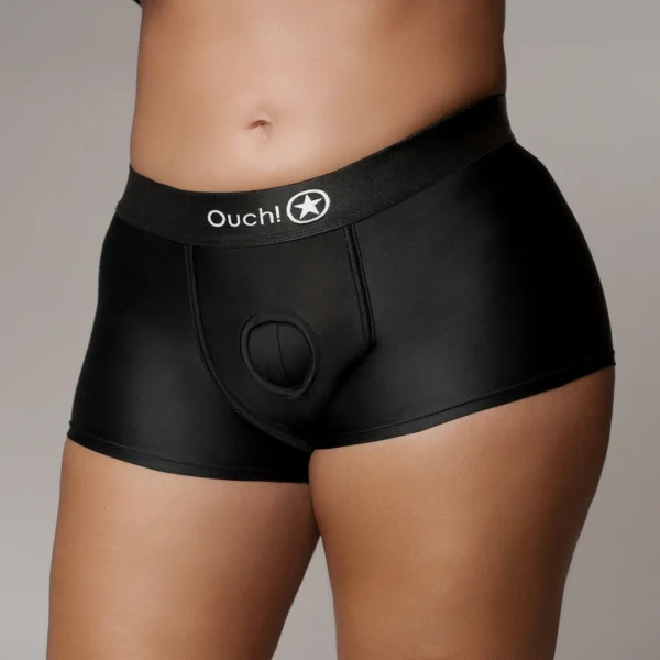 Ouch! by Shots šortai su O-ring tvirtinimu ir vibruojančia kulka, juodi, XL/XXL