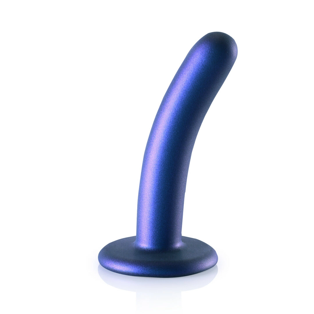 Ouch! by Shots Smooth Silicone dildo su siurbtuku, 12 cm, metalinės spalvos