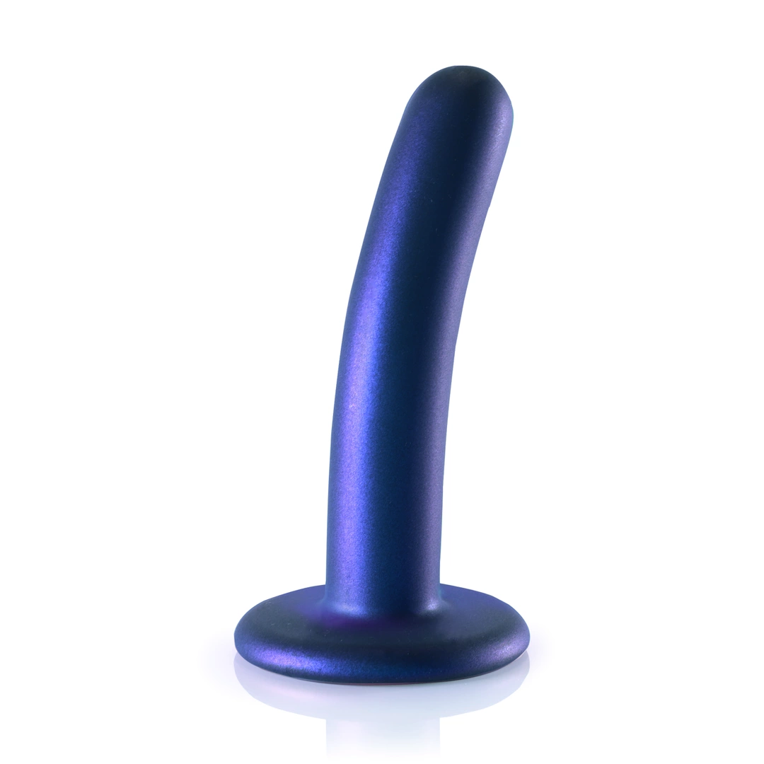 Ouch! by Shots Smooth Silicone dildo su siurbtuku, 12 cm, metalinės spalvos