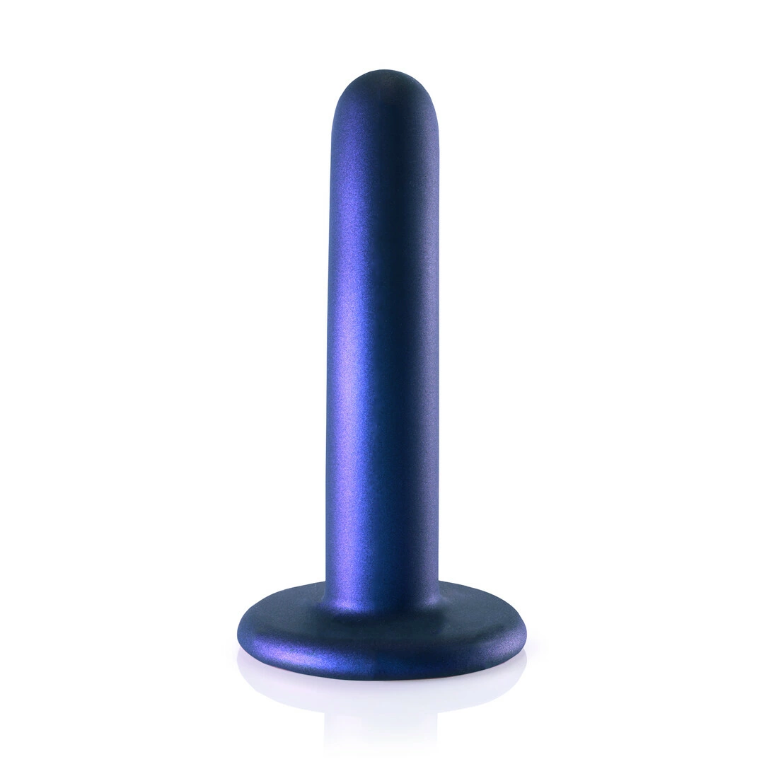 Ouch! by Shots Smooth Silicone dildo su siurbtuku, 12 cm, metalinės spalvos