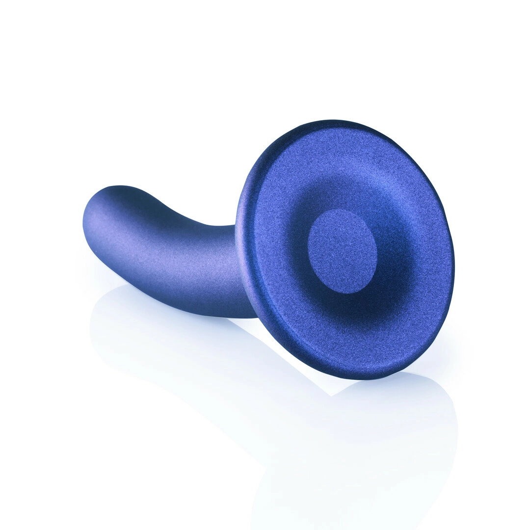 Ouch! by Shots Smooth Silicone dildo su siurbtuku, 12 cm, metalinės spalvos