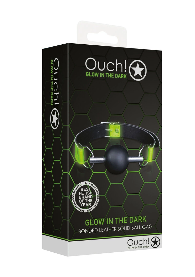 Ouch! by Shots Glow in the Dark burnos kamštis su kamuoliuku, žalias