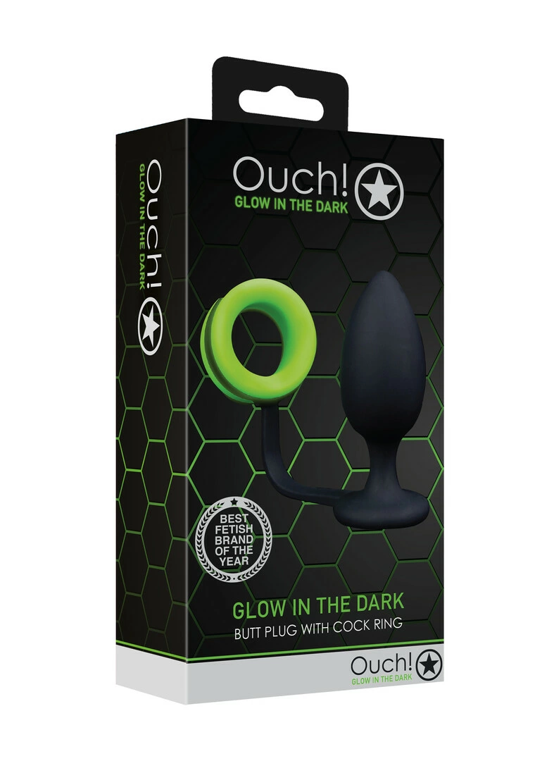 Ouch! by Shots Glow in the Dark analinio kaiščio ir žiedo rinkinys, žalias