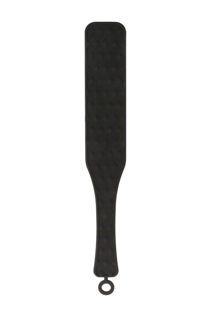 Ouch! by Shots silikoninė plakimo mentelė su rombų raštu, 37 cm, juoda