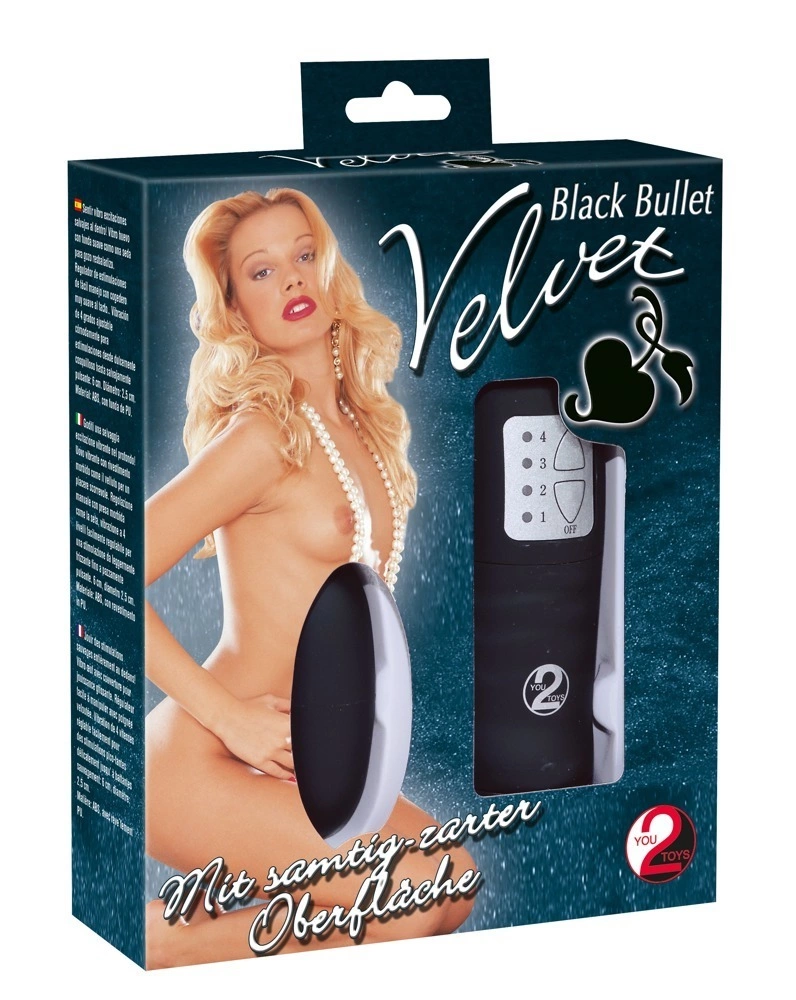 You2Toys Velvet vibruojanti kulka su pulteliu, juoda, 6 cm