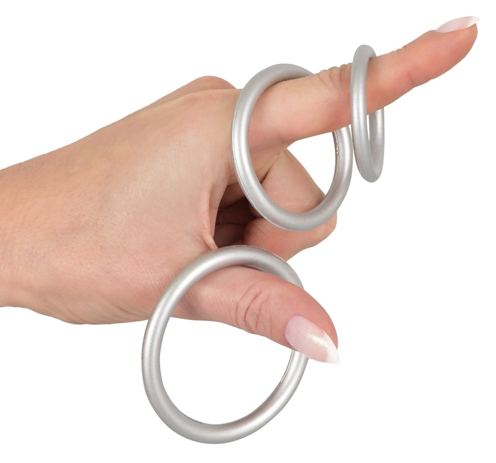 You2Toys silikoninių varpos žiedų rinkinys, metalinio atspalvio, 3 dydžiai