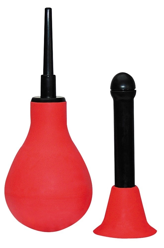 You2Toys intymaus dušo kriaušė su 2 antgaliais, 220 ml, raudona